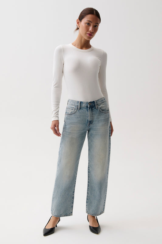 PETITE Lexi Mid Rise Bowed Straight Jean - Bowie