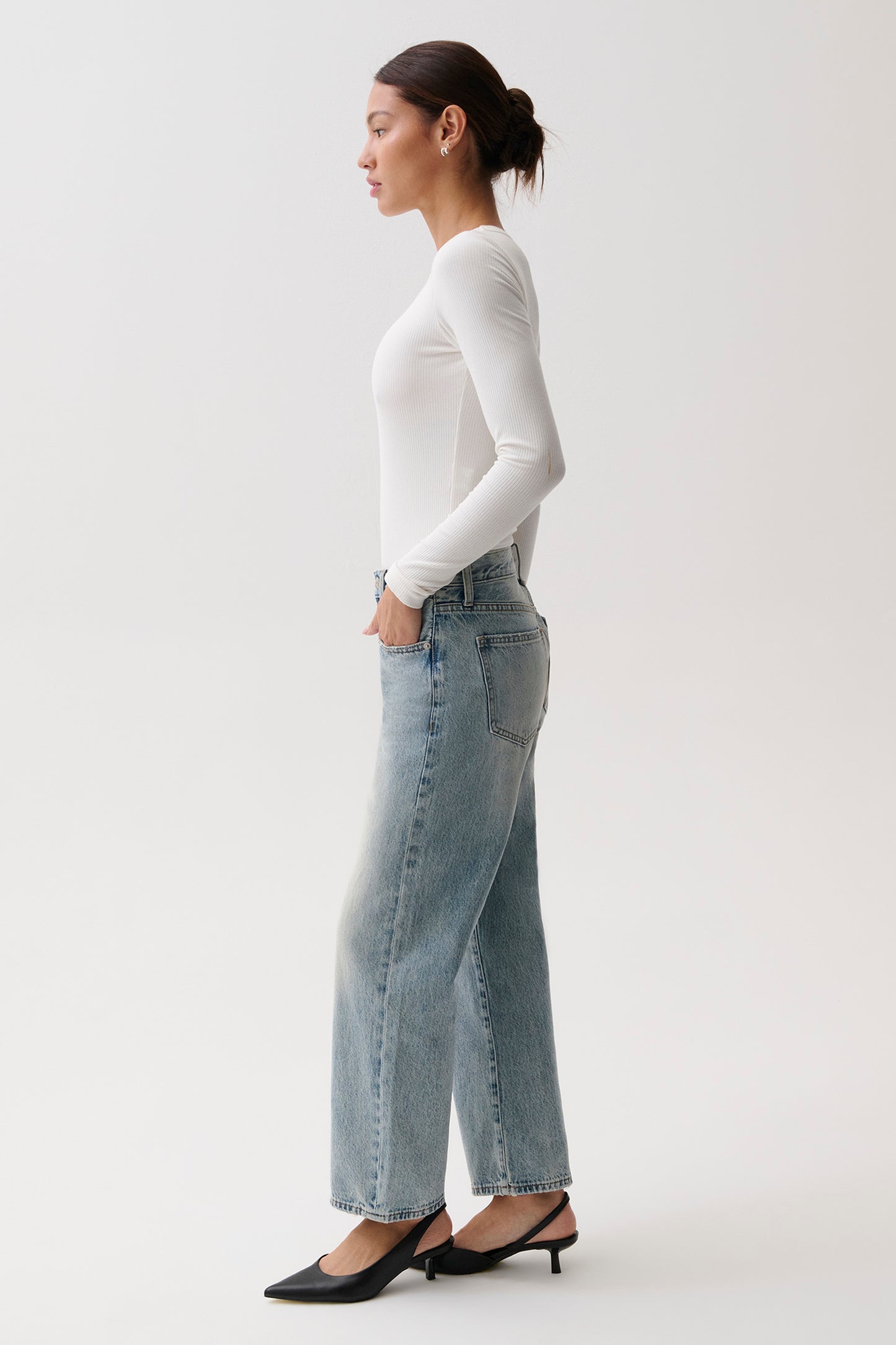 PETITE Lexi Mid Rise Bowed Straight Jean - Bowie