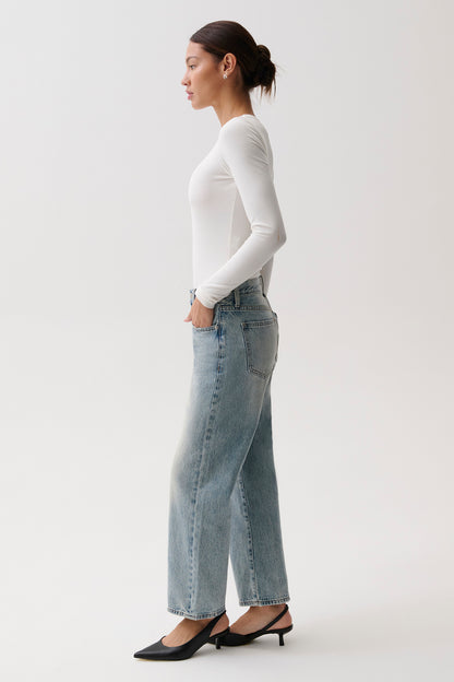 PETITE Lexi Mid Rise Bowed Straight Jean - Bowie