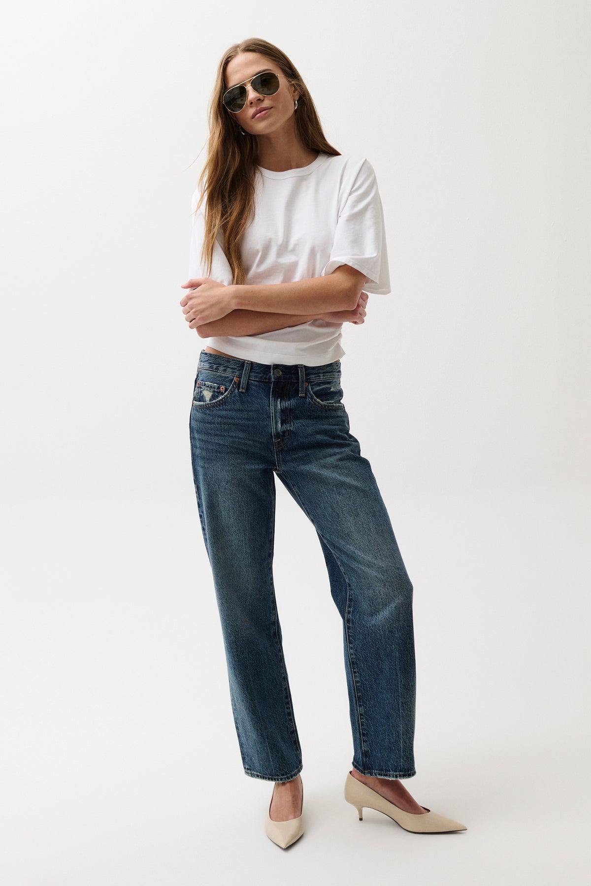 Pistola Lexi Mid Rise Bowed Straight Jean - Artisan