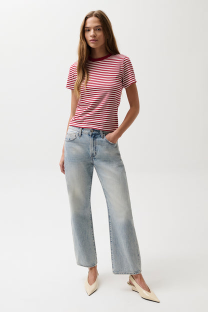 Lexi Mid Rise Bowed Straight Jean - Bowie