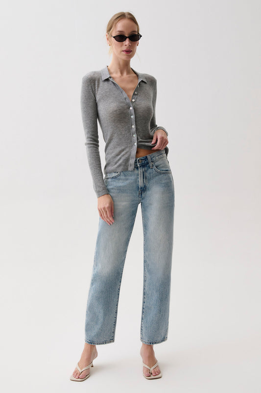 Lexi Mid Rise Bowed Straight Jean - Bowie