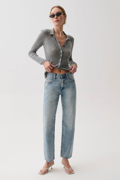 Lexi Mid Rise Bowed Straight Jean - Bowie