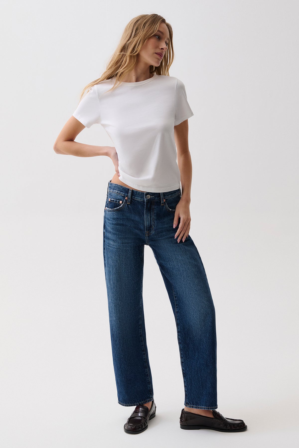 Lexi Mid Rise Bowed Straight Jean - Moonwave
