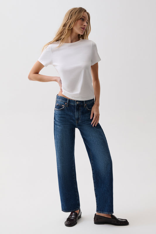 Lexi Mid Rise Bowed Straight Jean - Moonwave