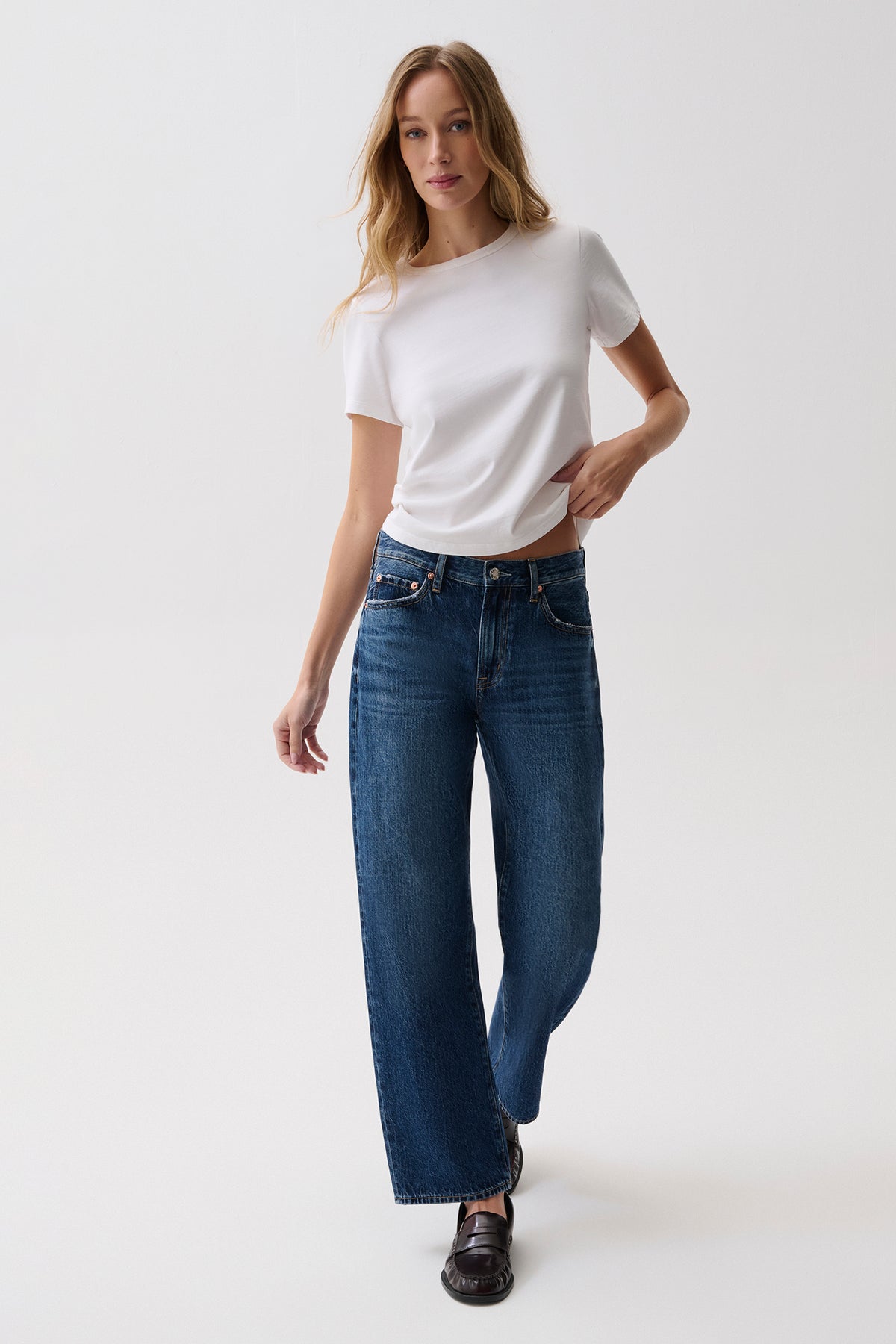 Lexi Mid Rise Bowed Straight Jean - Moonwave