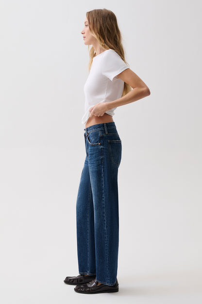 Lexi Mid Rise Bowed Straight Jean - Moonwave