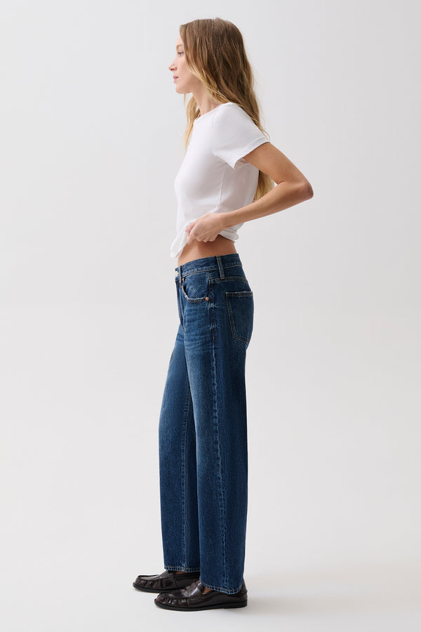 Lexi Mid Rise Bowed Straight Jean - Moonwave