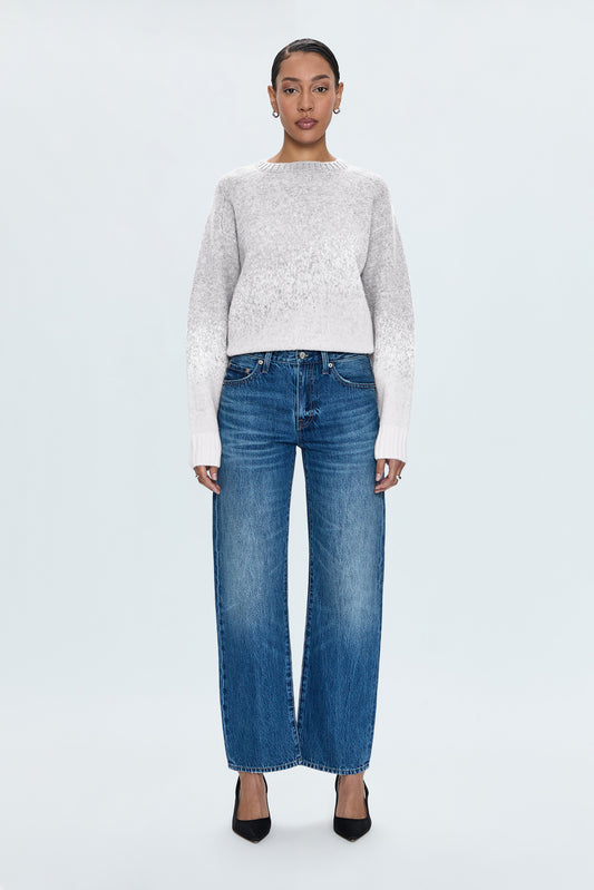 Lexi Mid Rise Bowed Straight Jean - Transcend