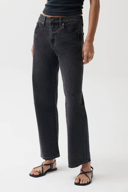 Lexi Mid Rise Bowed Straight Jean - Mercury