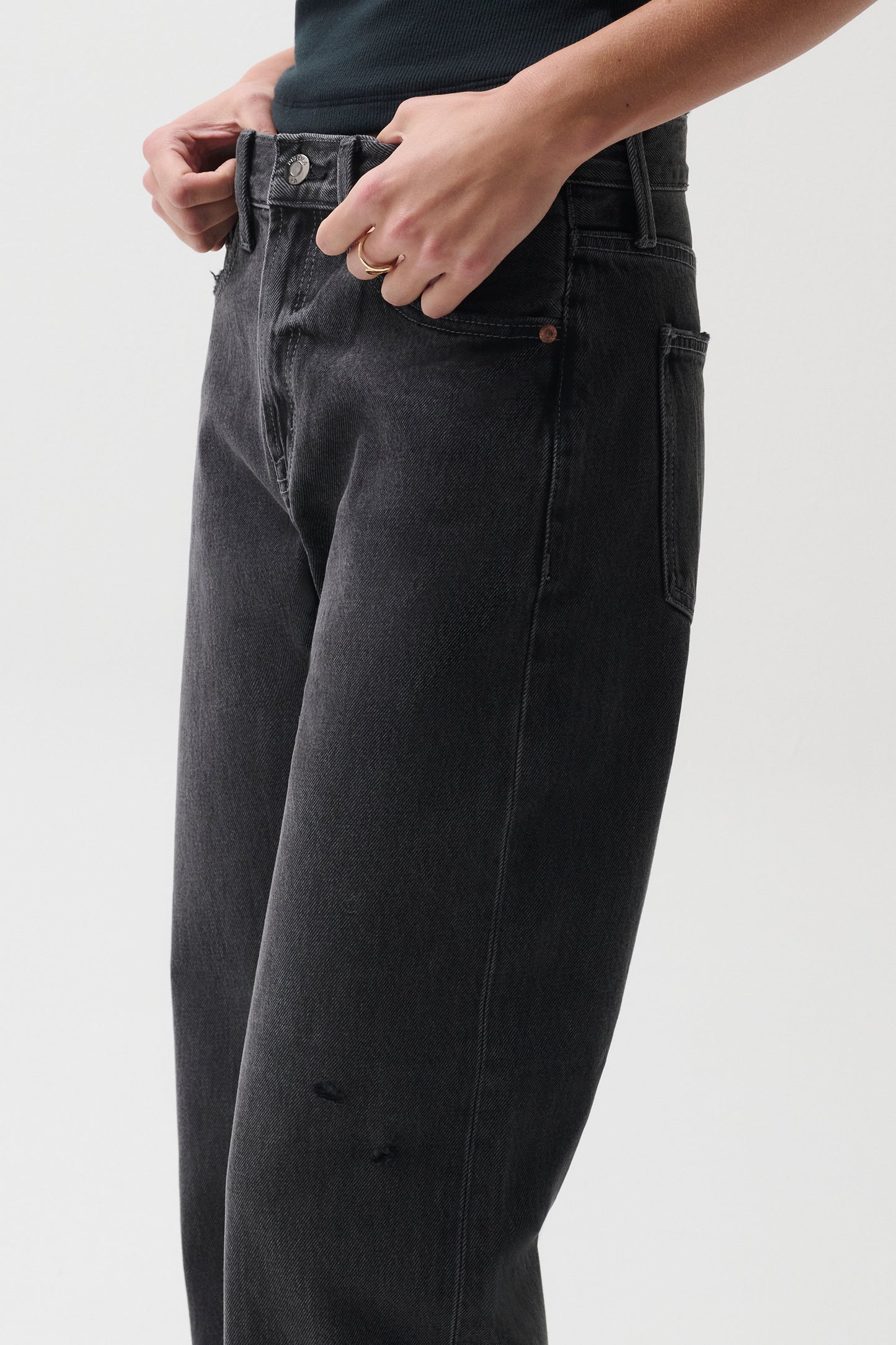 Lexi Mid Rise Bowed Straight Jean - Mercury