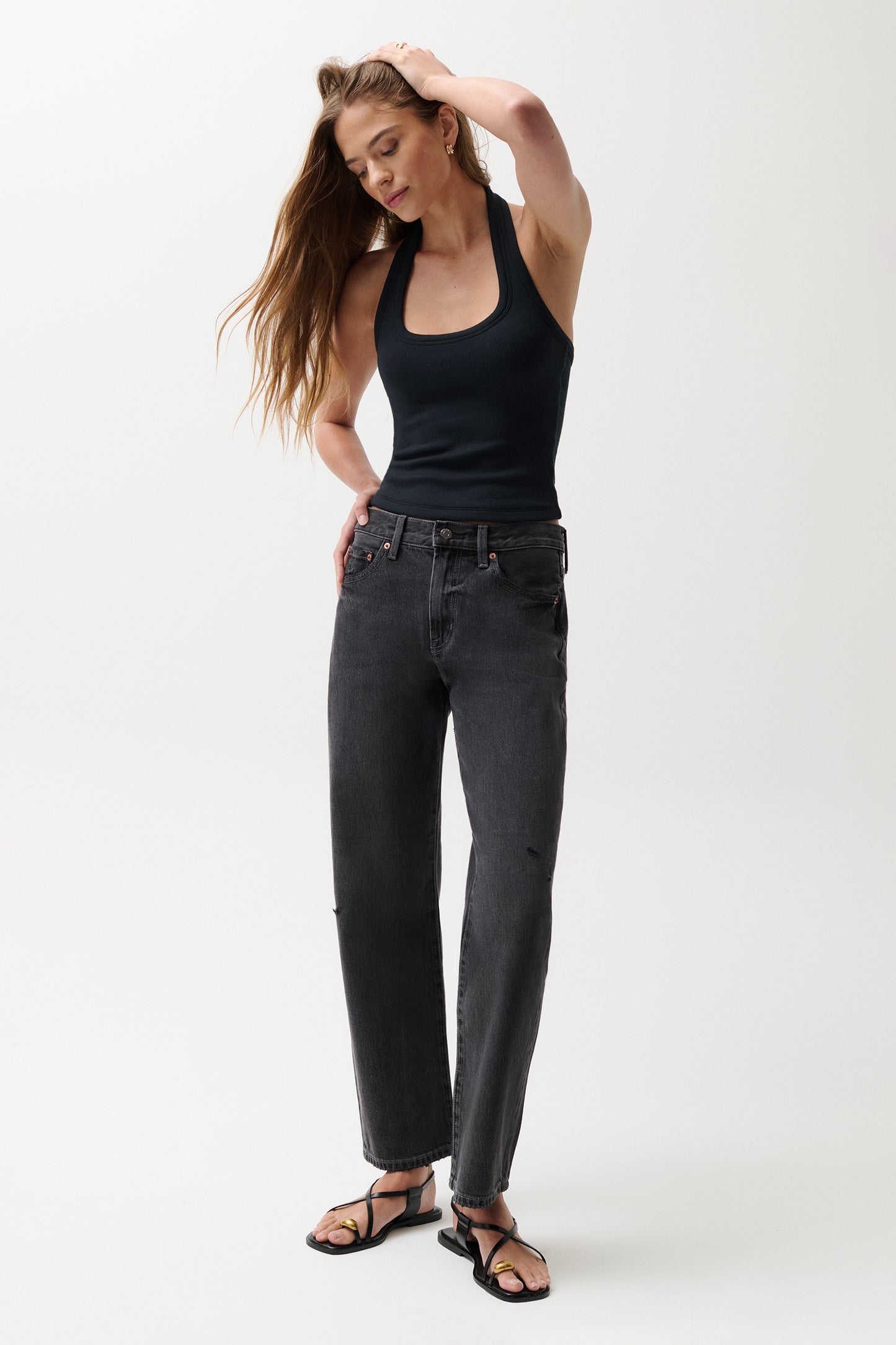 Lexi Mid Rise Bowed Straight Jean - Mercury