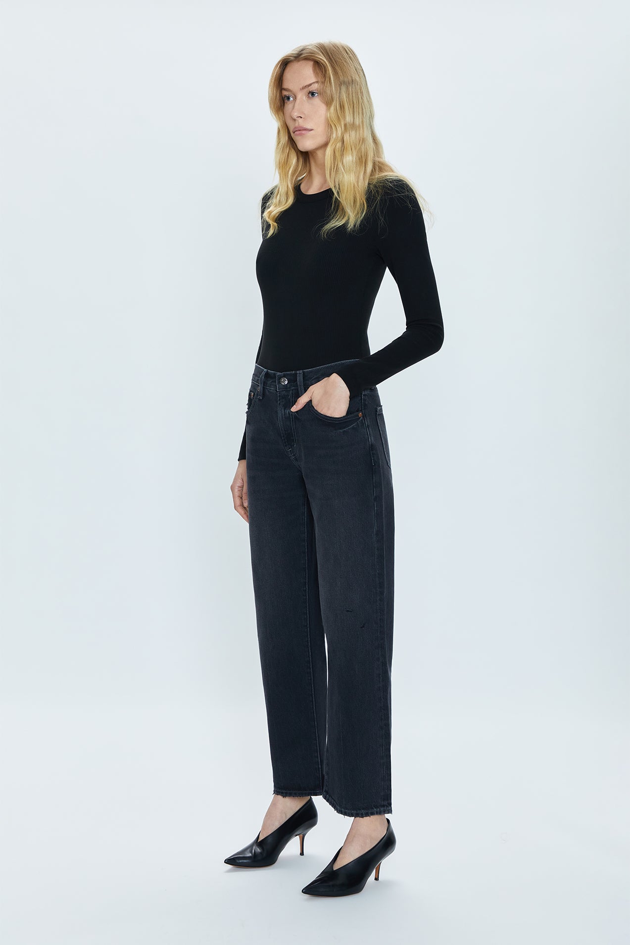 Pistola Lexi Mid Rise Bowed Straight in Silver Screen - FINAL SALE