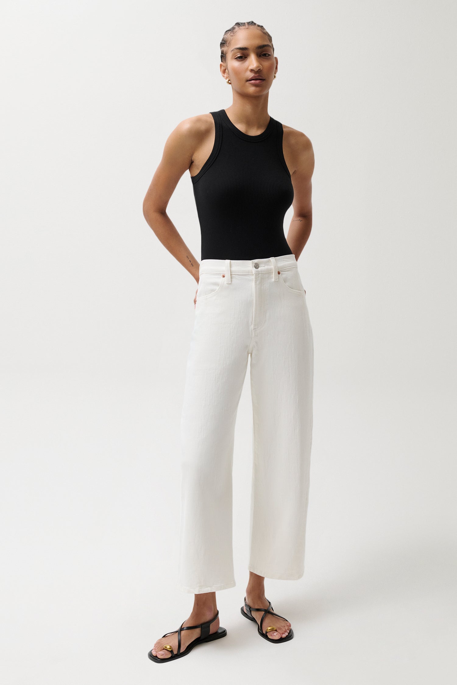 Pistola Kyra Ankle High Rise Bowed Ankle - Antique White high rise jeans