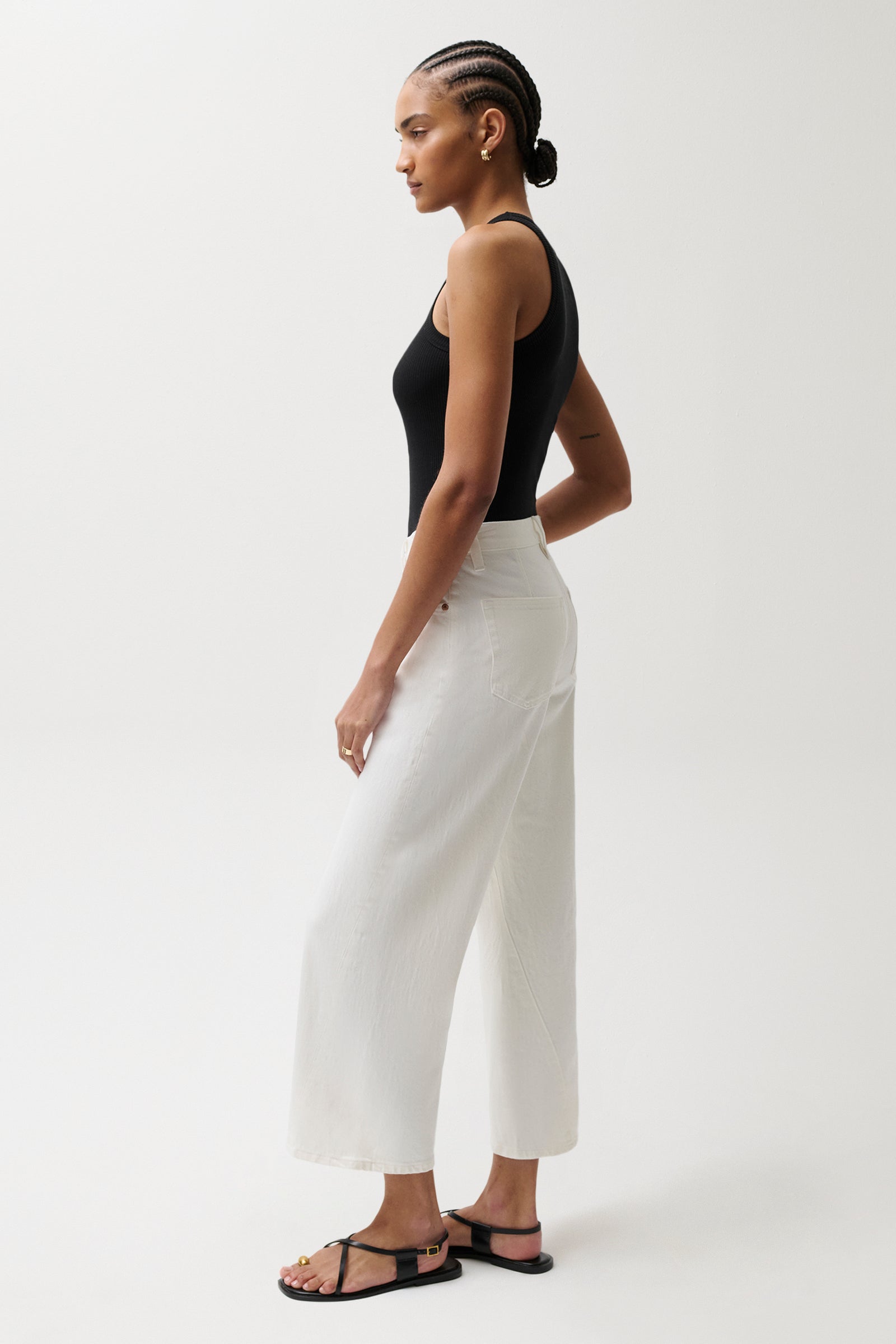 Pistola Kyra Ankle High Rise Bowed Ankle - Antique White high rise jeans