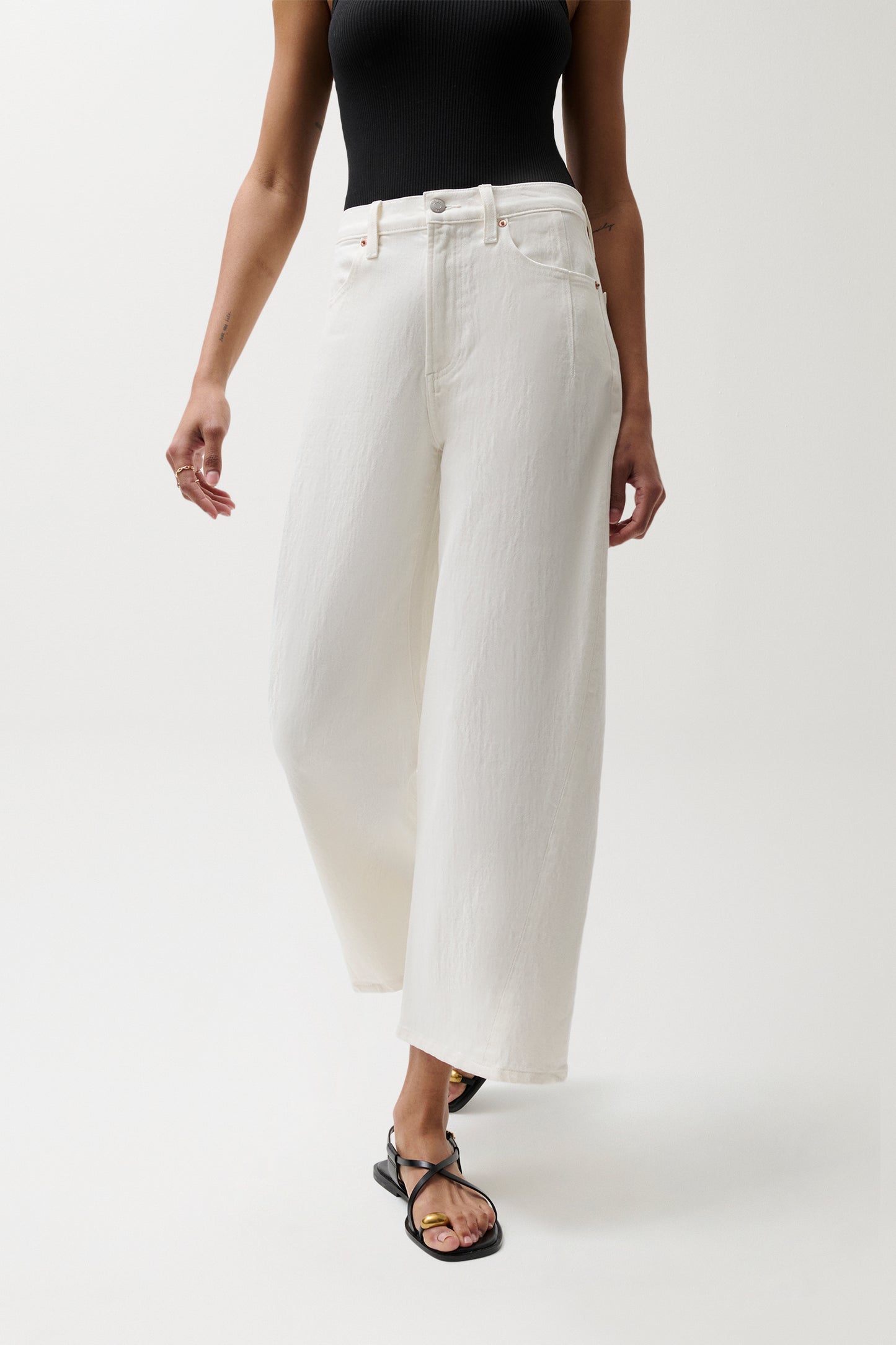 Pistola Kyra Ankle High Rise Bowed Ankle - Antique White high rise jeans