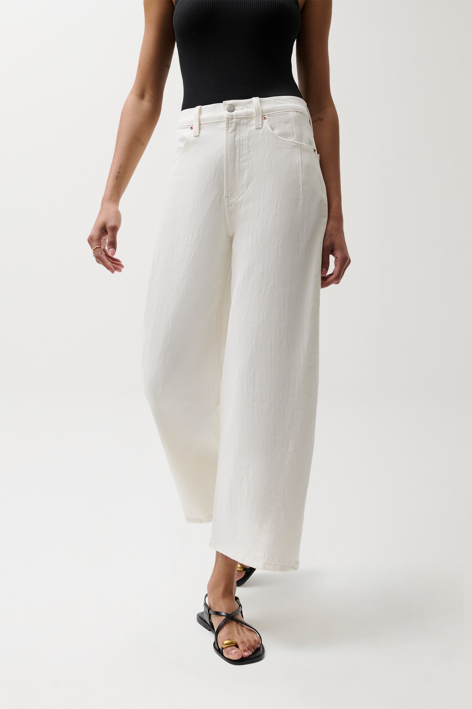 Pistola Kyra Ankle High Rise Bowed Ankle - Antique White high rise jeans
