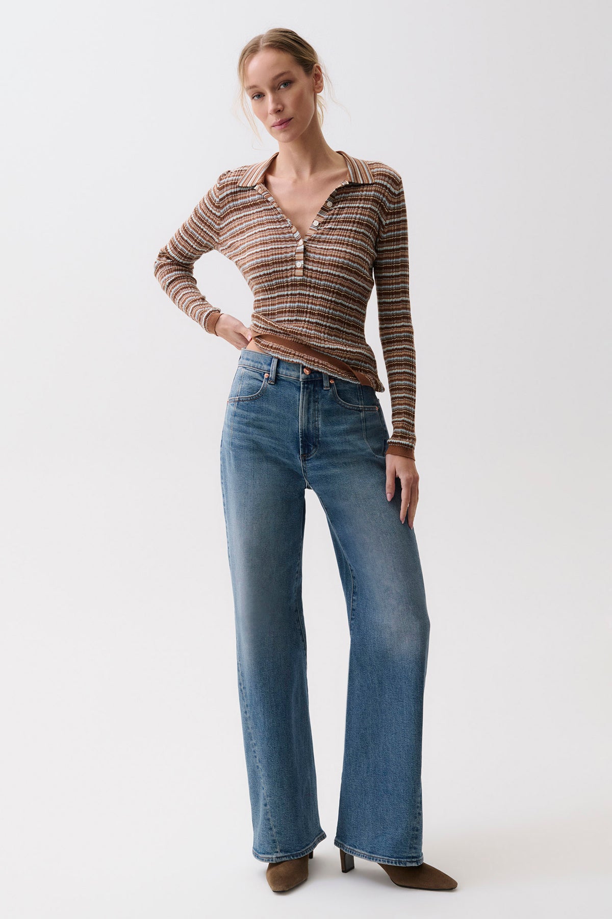 PETITE Kyra High Rise Bowed Wide Leg - Eureka