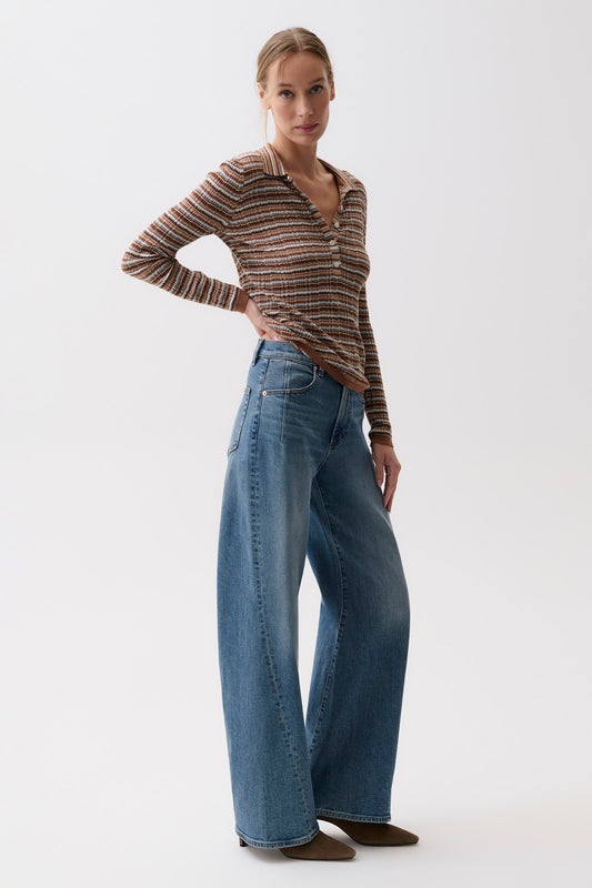 Kyra High Rise Bowed Wide Leg - Eureka