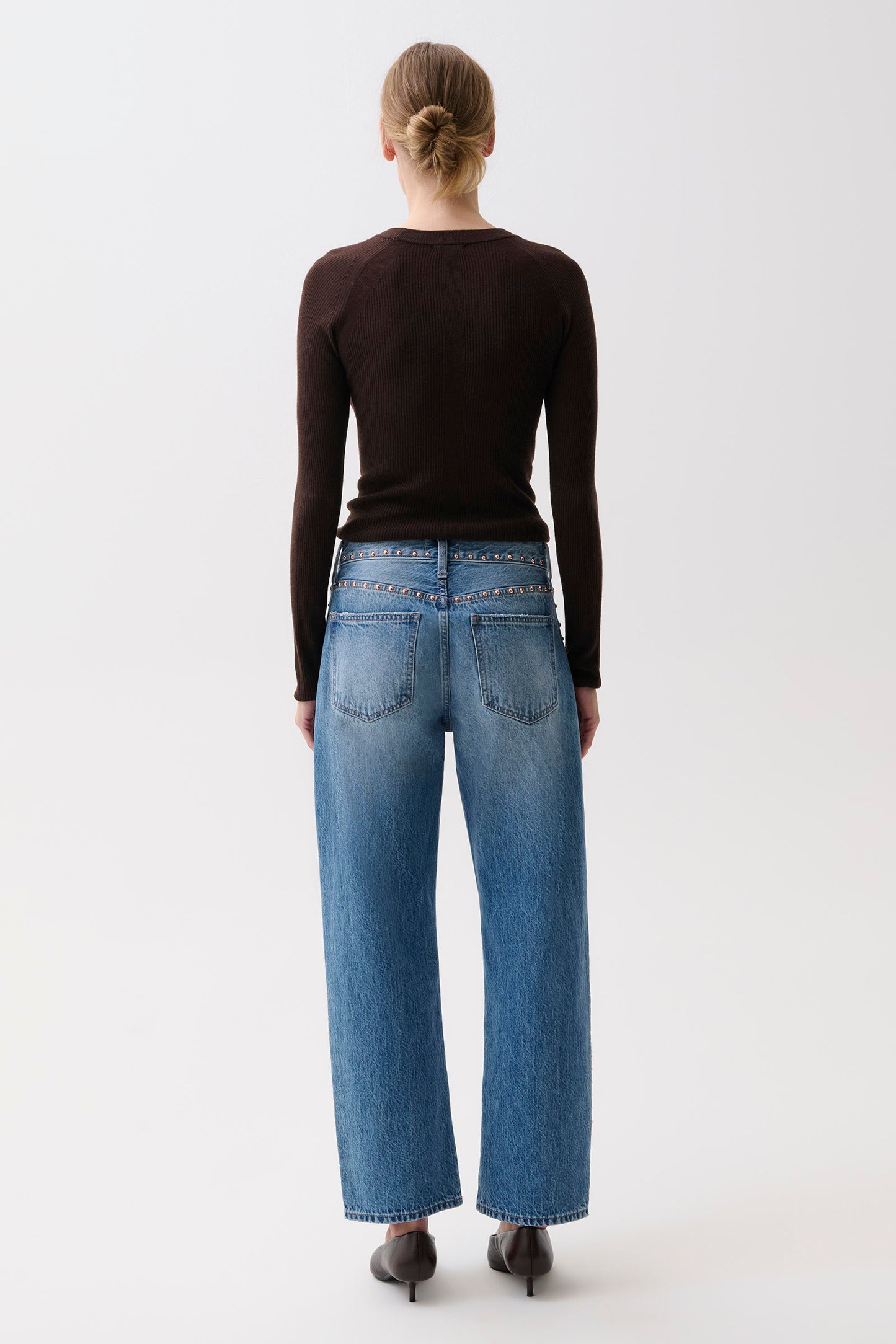 Lexi Mid Rise Bowed Straight - Star Studded