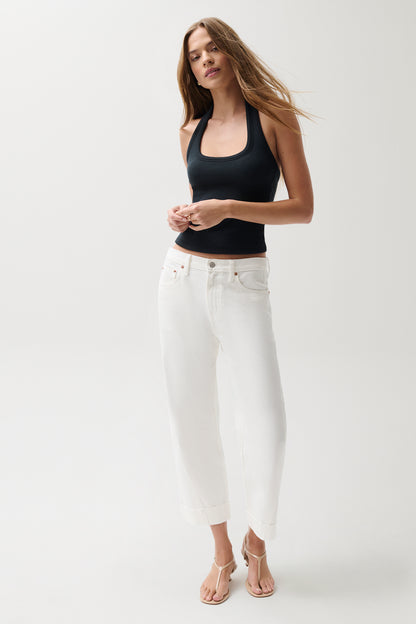 Kacey Mid Rise Cuffed Boyfriend - Optic White