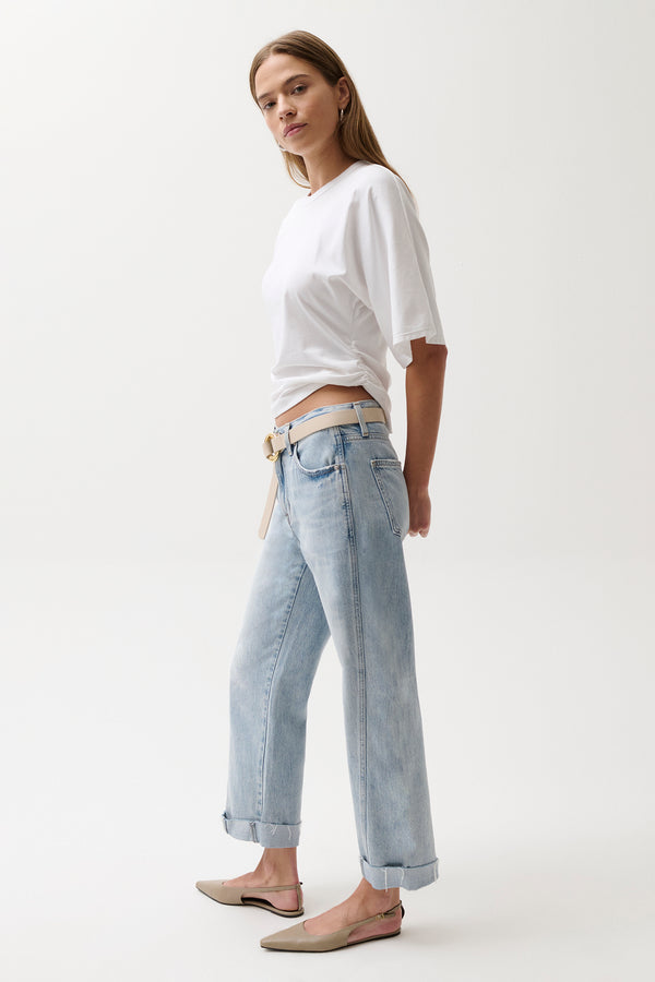 Kacey Mid Rise Cuffed Straight Jean - Berkeley