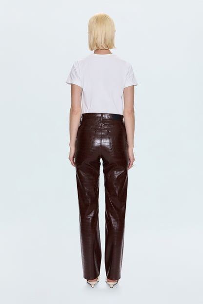 Cassie Super High Rise Straight Pant - Tobacco Croc