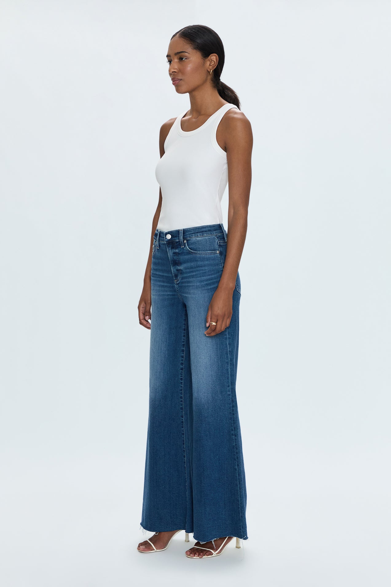 PETITE Izzy Mid Rise Wide Leg Jean - Study