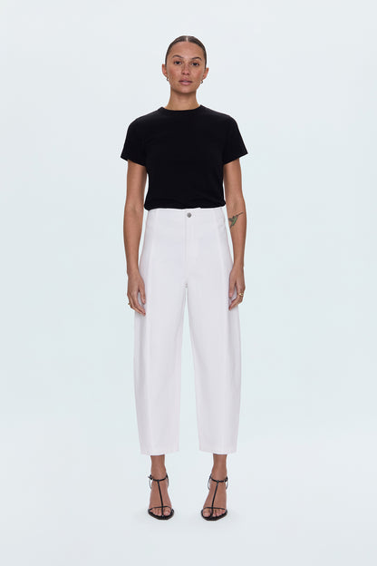 Blair High Rise Seamed Barrel Jean - Vivid White