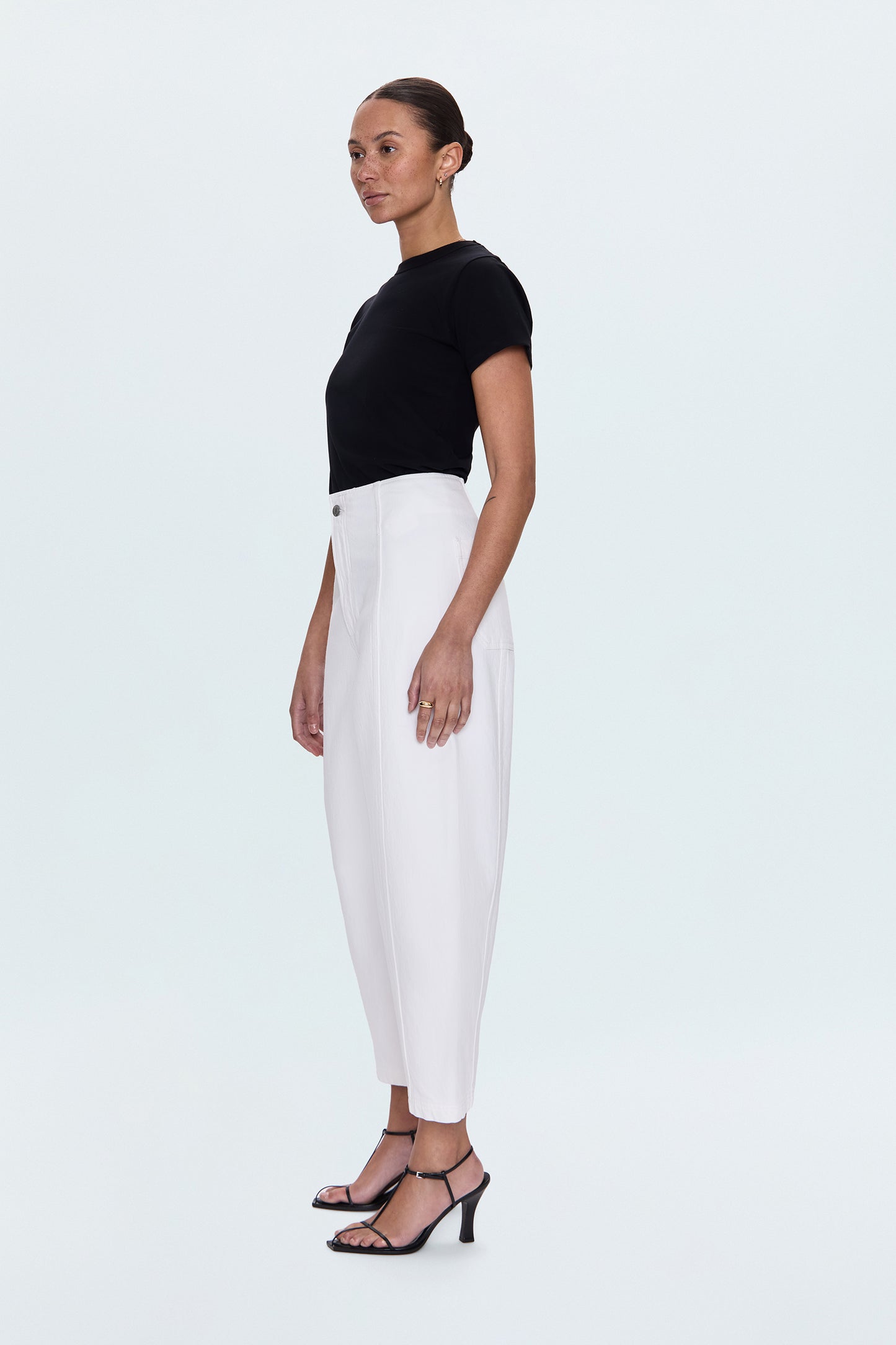 Blair High Rise Seamed Barrel Jean - Vivid White