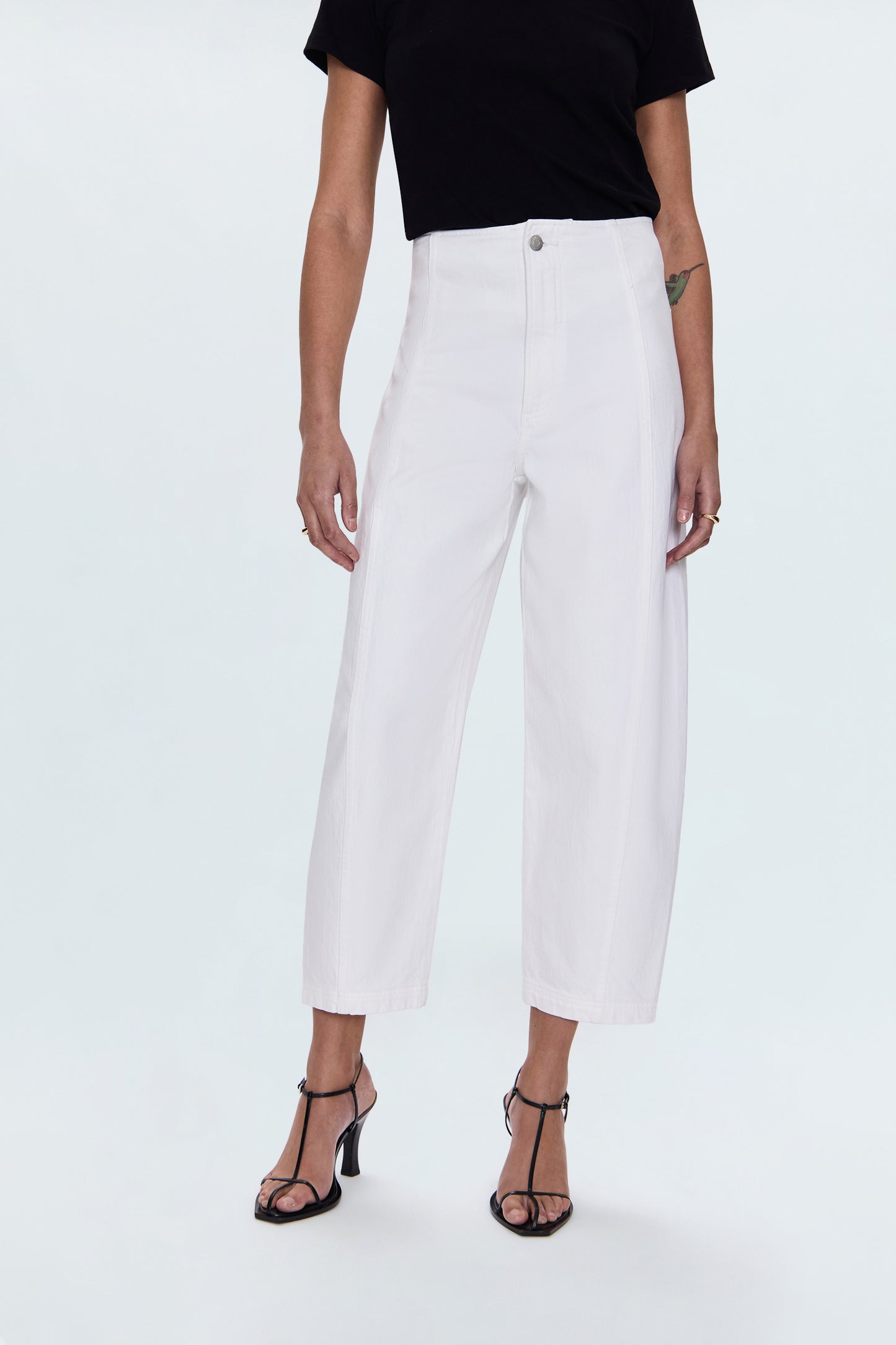 Blair High Rise Seamed Barrel Jean - Vivid White