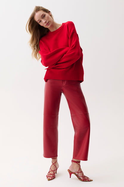 Jett High Rise Bowed Straight - Savvy Red