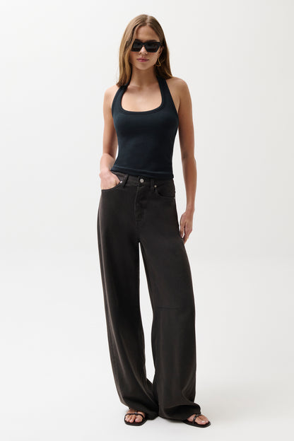 Sydney High Rise Linen Bowed Wide - Bristol Black