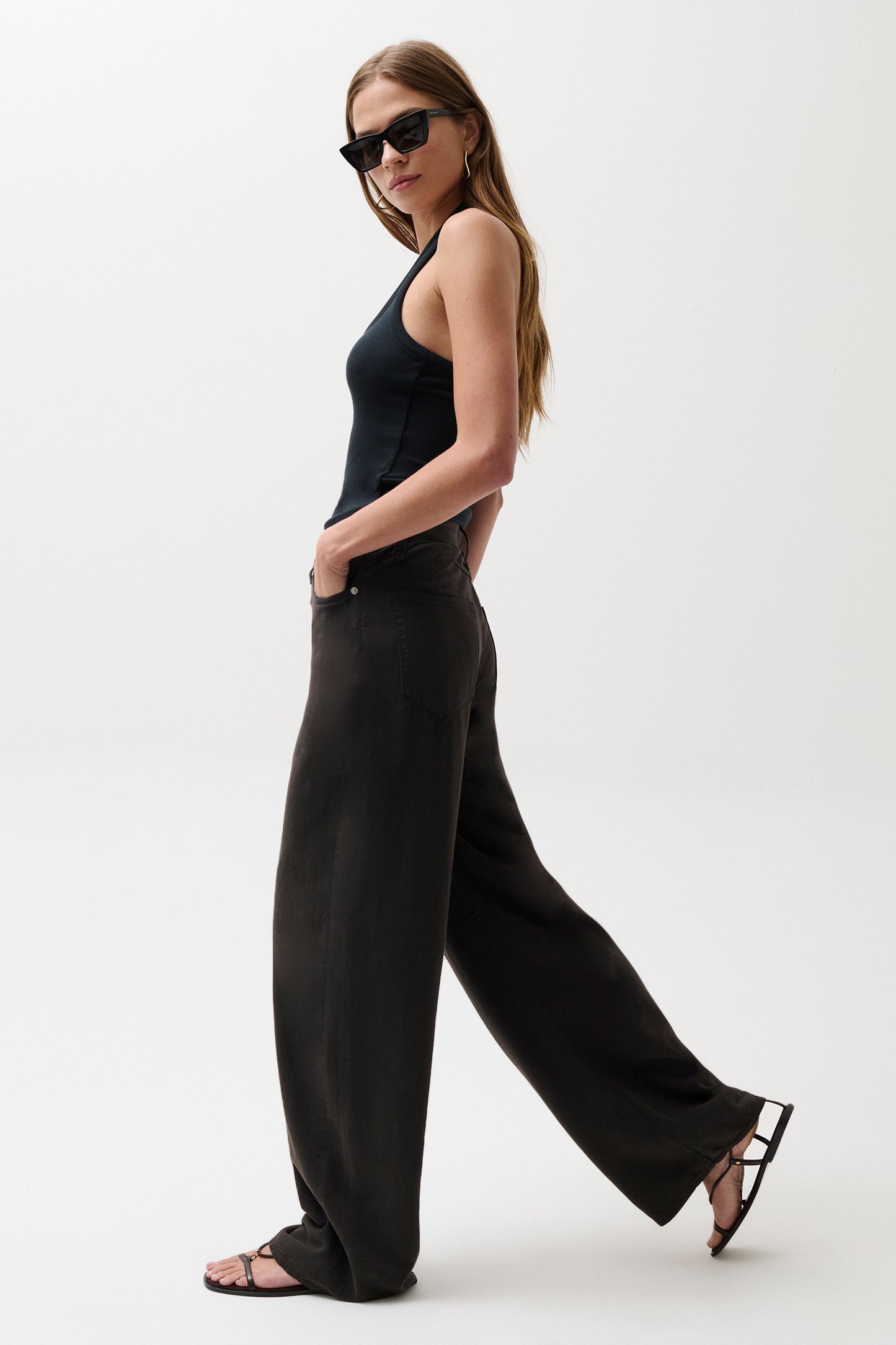 Sydney High Rise Linen Bowed Wide - Bristol Black