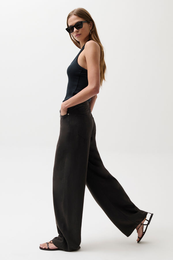 Sydney High Rise Linen Bowed Wide - Bristol Black