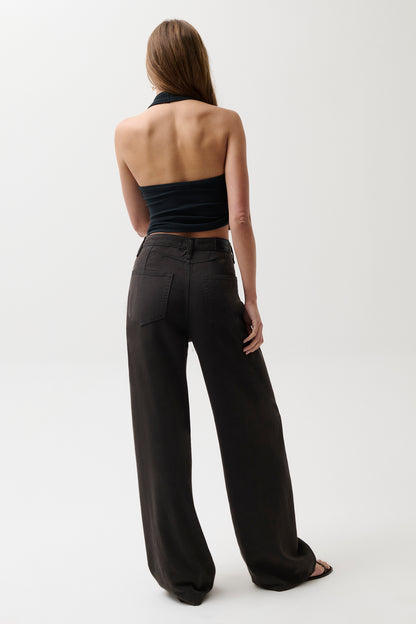 Sydney High Rise Linen Bowed Wide - Bristol Black
