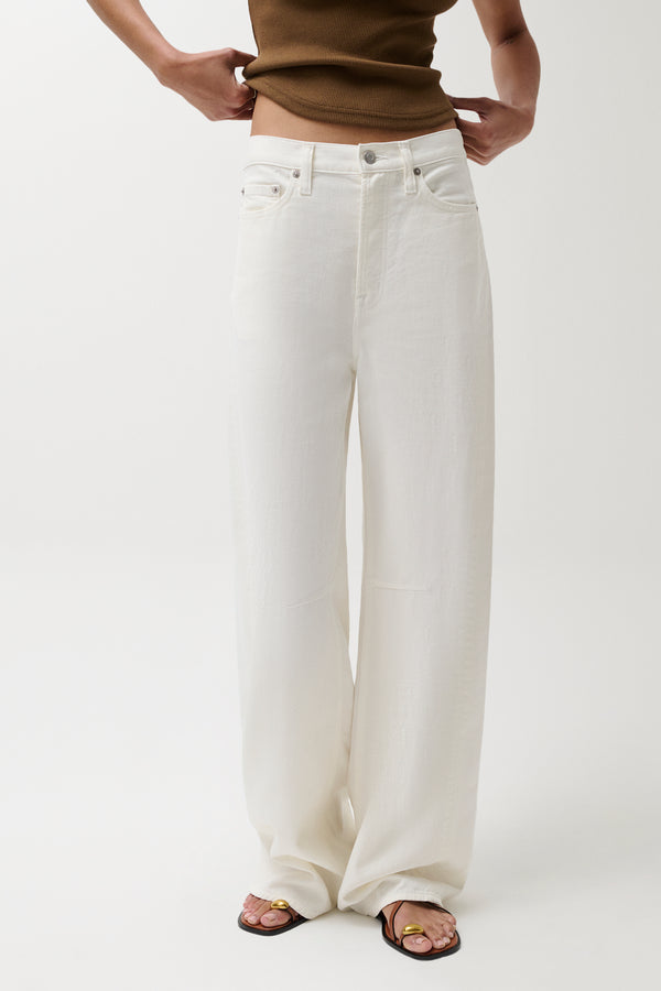 Sydney High Rise Bowed Linen Wide - Egret