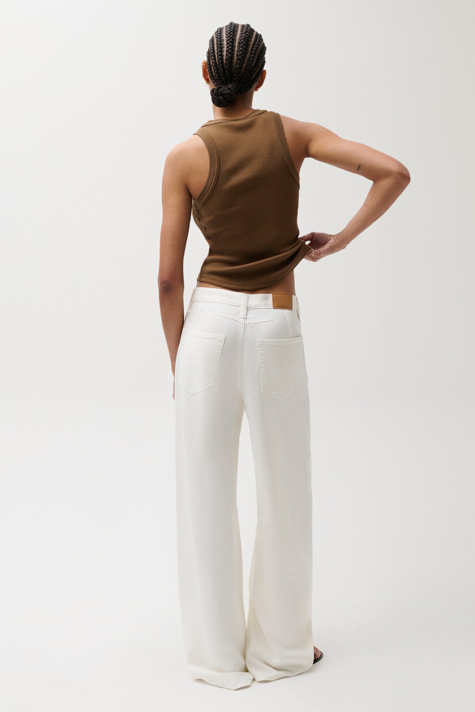 Sydney High Rise Bowed Linen Wide - Egret – Pistola Denim
