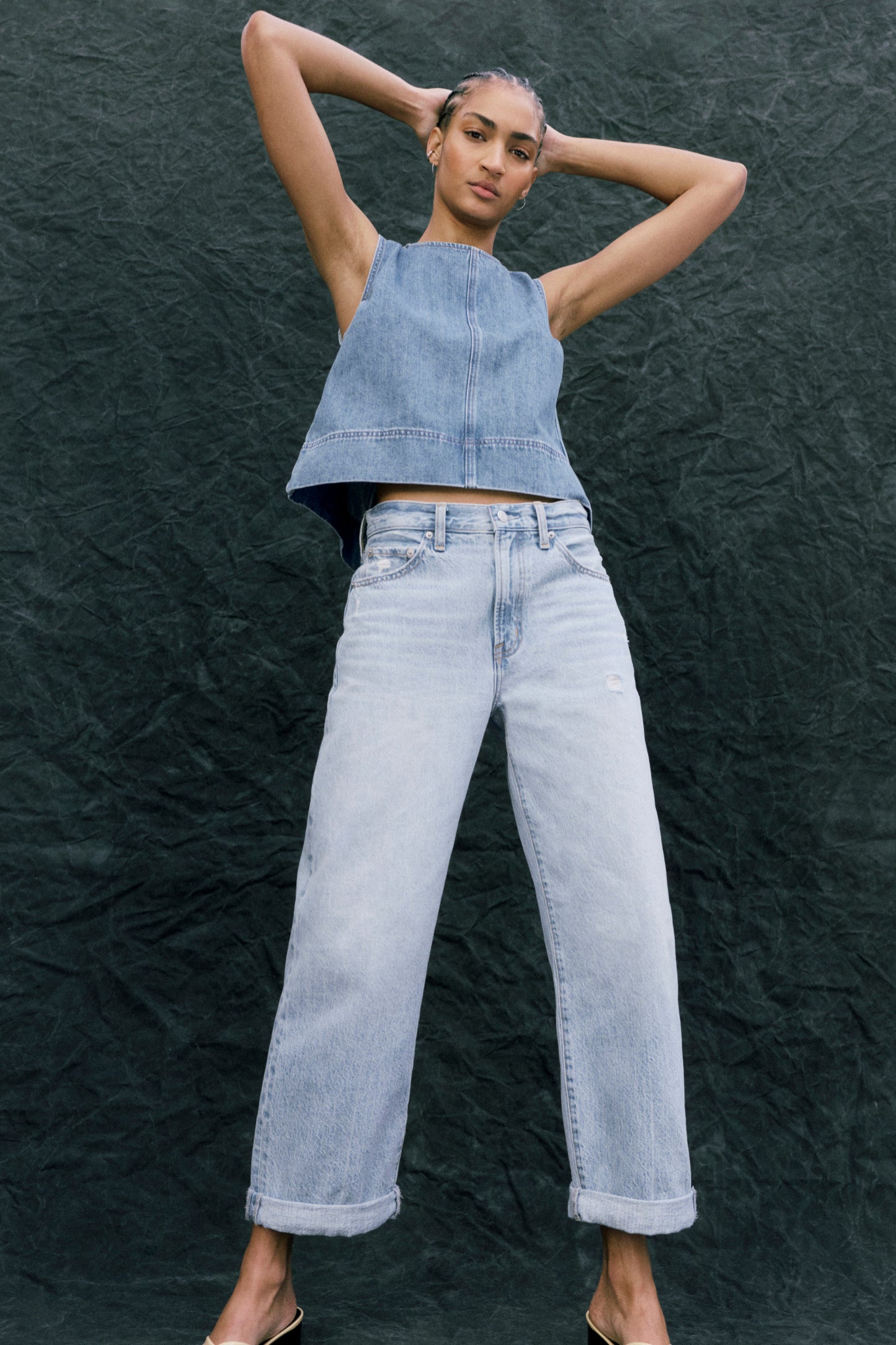 Donny Rolled Hem Boyfriend Jean - Old Blues