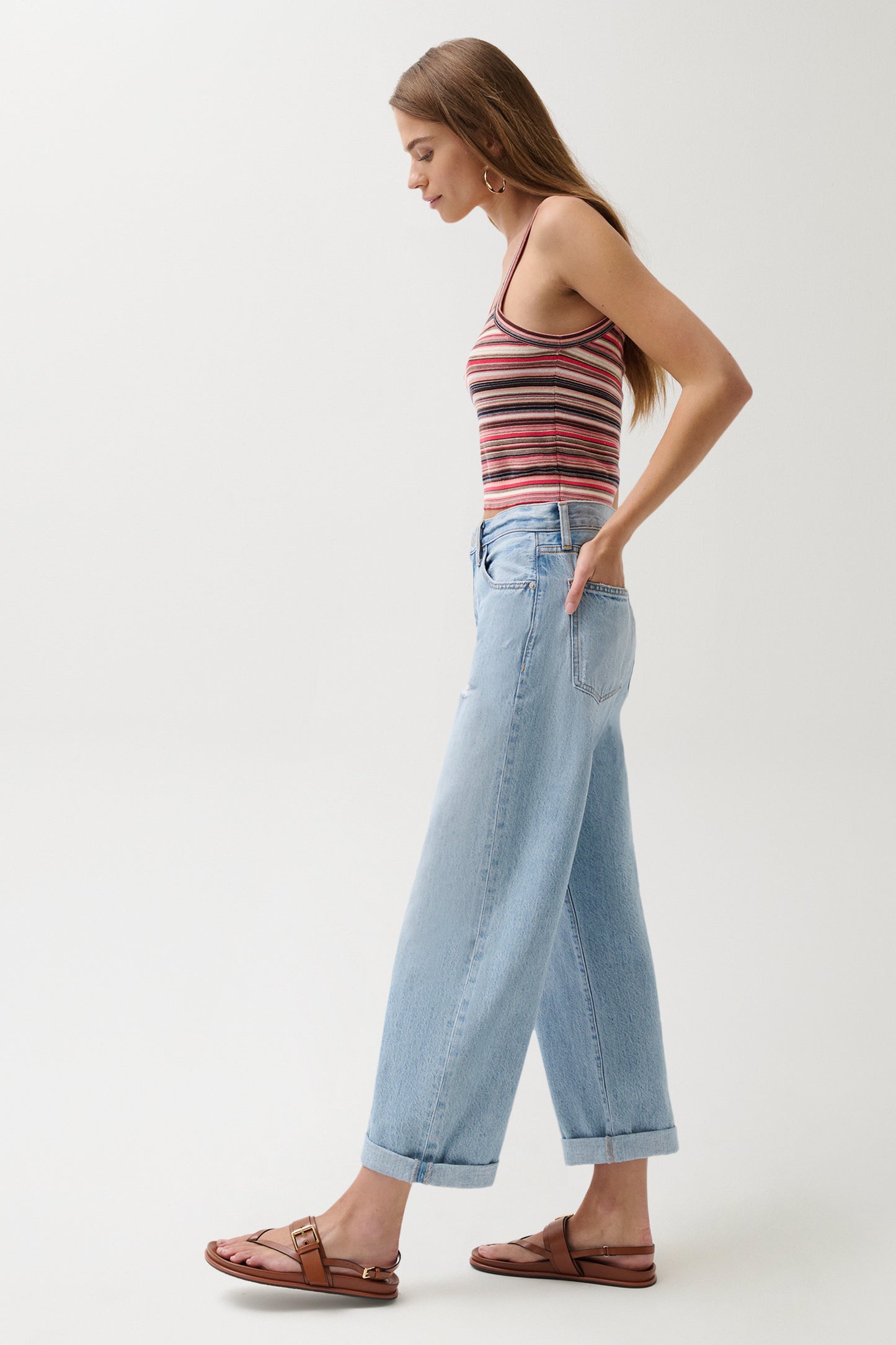 Pistola Donny Rolled Hem Boyfriend Jean - Old Blues jeans