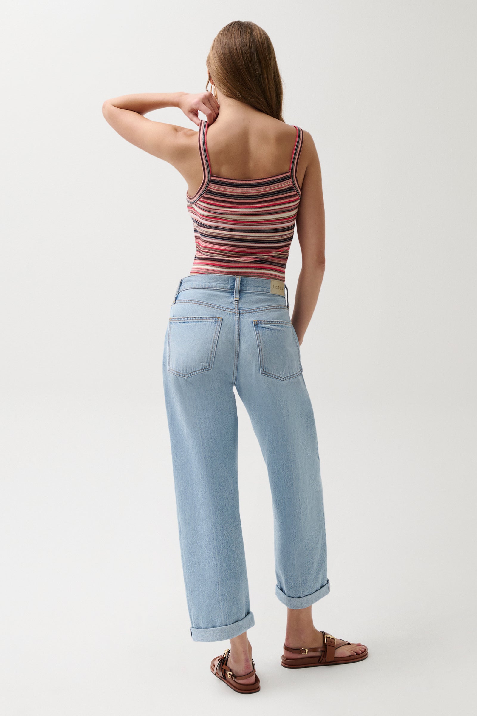 Pistola Donny Rolled Hem Boyfriend Jean - Old Blues jeans
