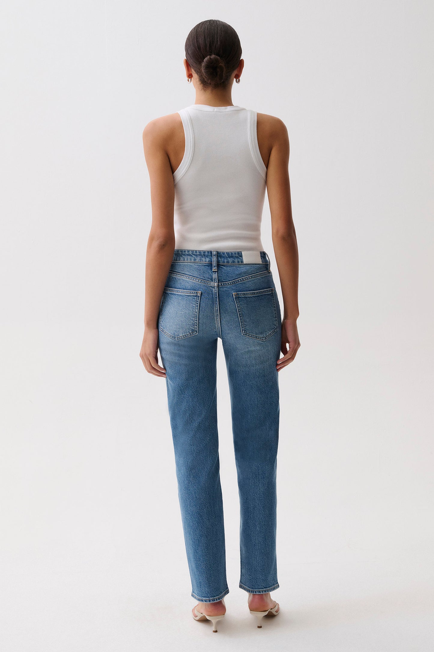 Aleks Mid Rise Straight Long Jean- Muse