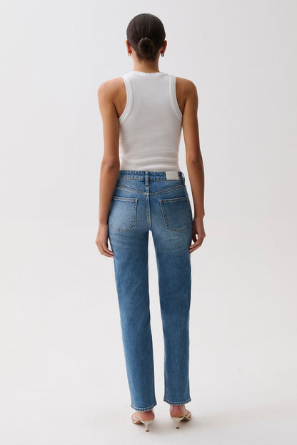 Aleks Mid Rise Straight Long Jean- Muse