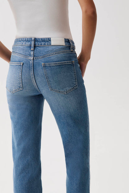 Aleks Mid Rise Straight Long Jean- Muse