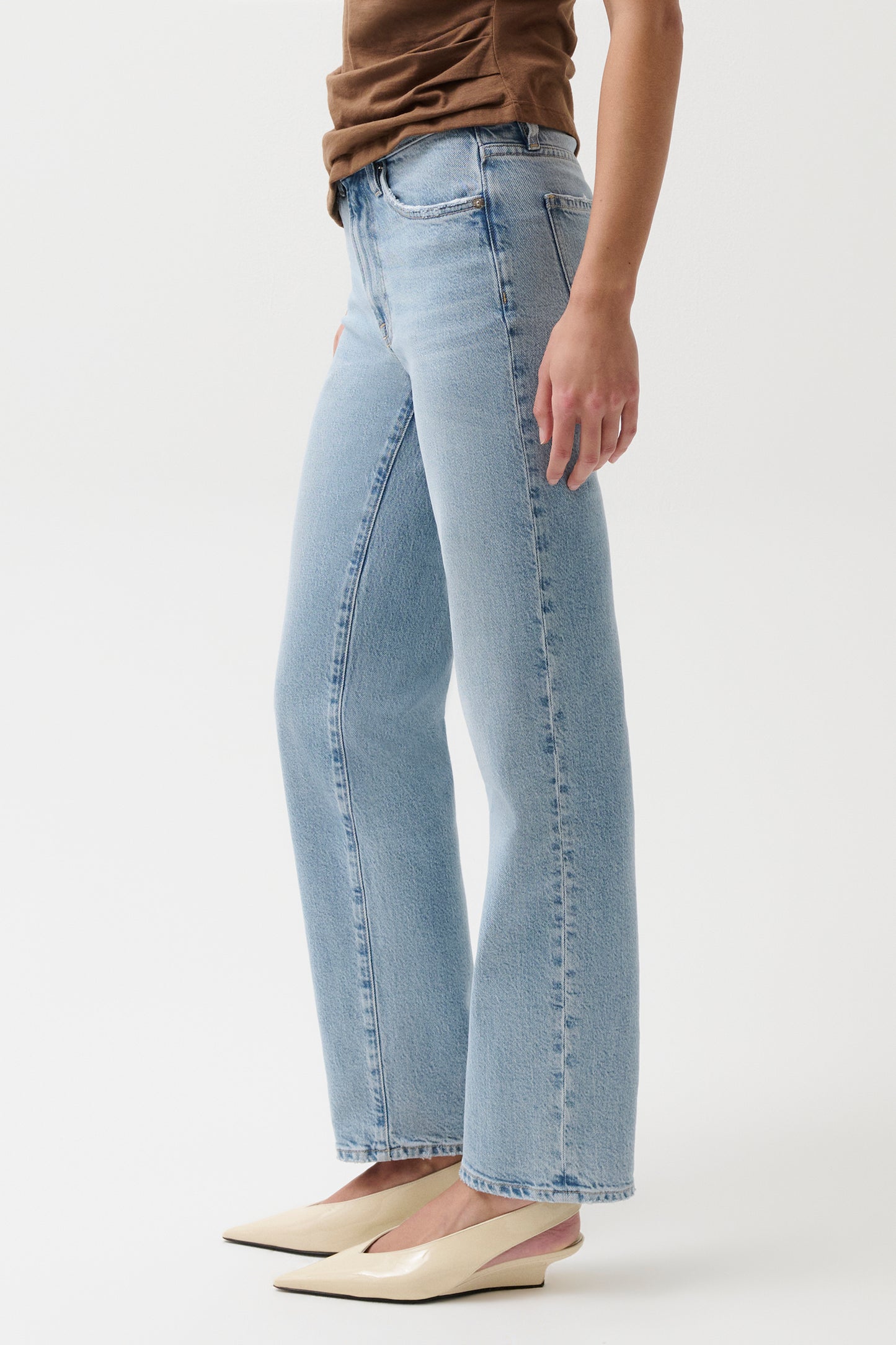 Aleks Mid Rise Straight Long Jean- Aegean