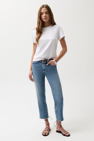 Aleks Mid Rise Straight Cropped Jean - River – Pistola Denim