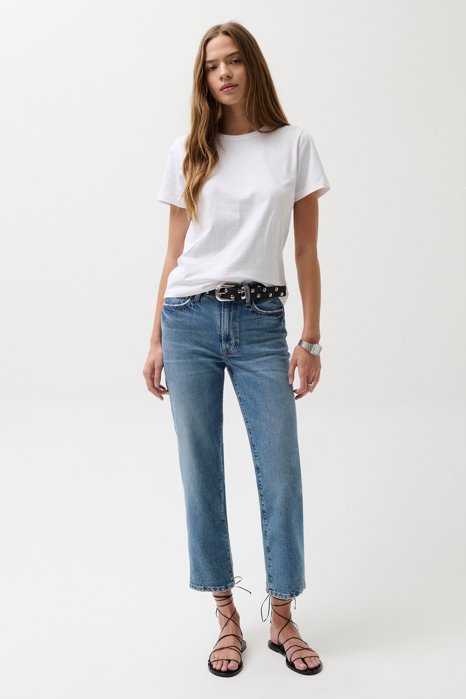 Aleks Mid Rise Straight Cropped Jean - River – Pistola Denim
