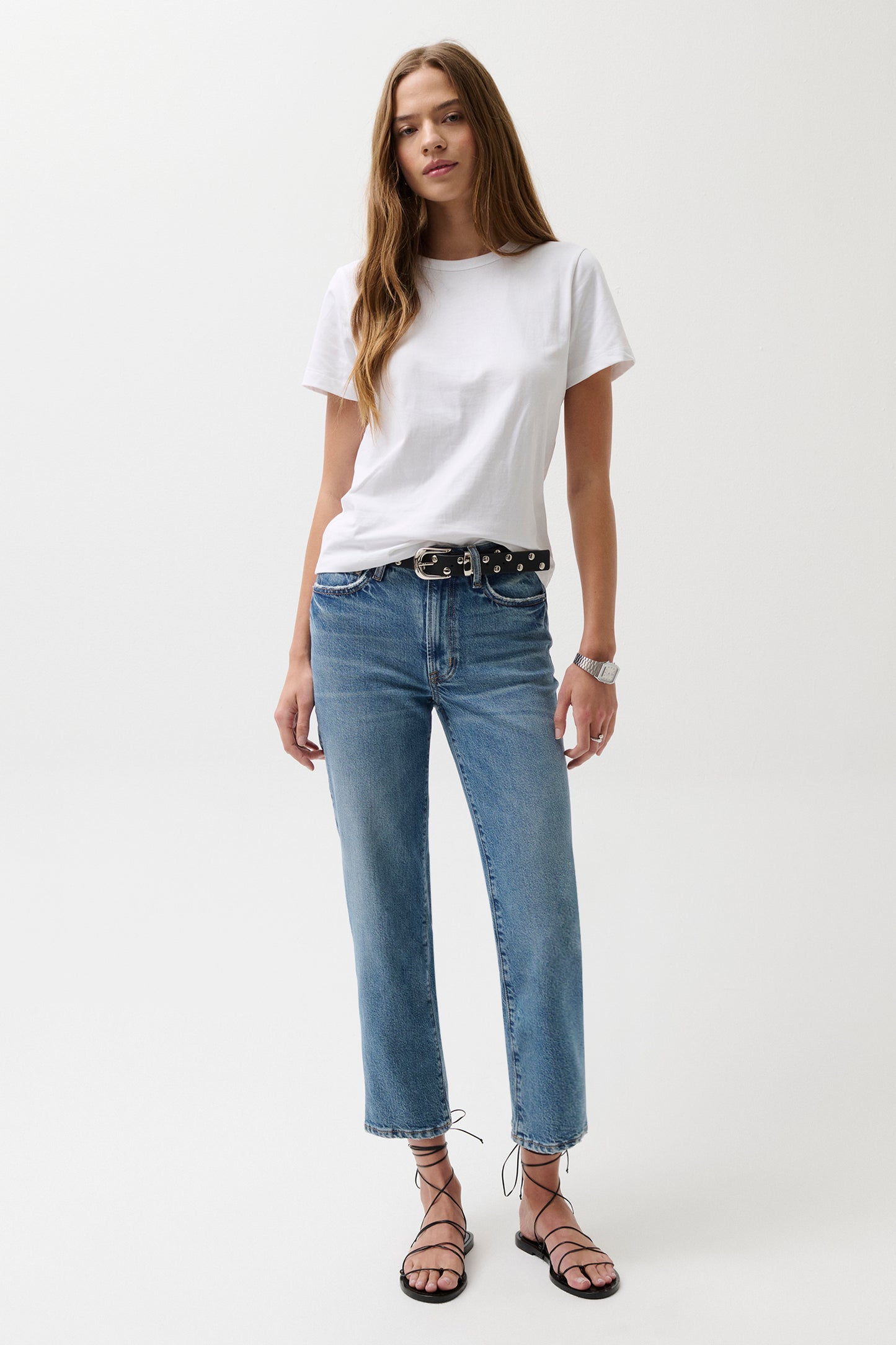PETITE Aleks Mid Rise Straight Cropped Jean - River