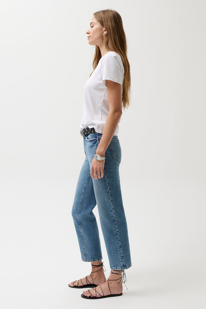 PETITE Aleks Mid Rise Straight Cropped Jean - River