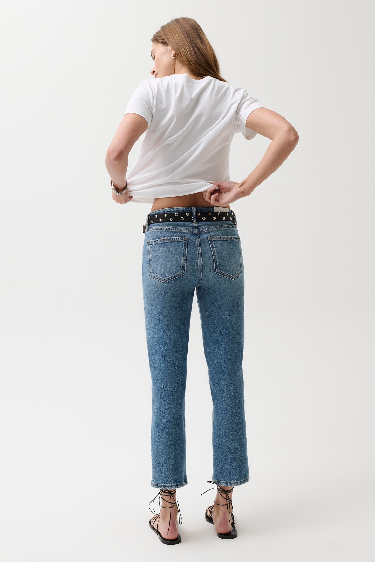 PETITE Aleks Mid Rise Straight Cropped Jean - River